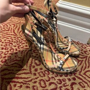 Burberry Check Pattern Strappy Heels